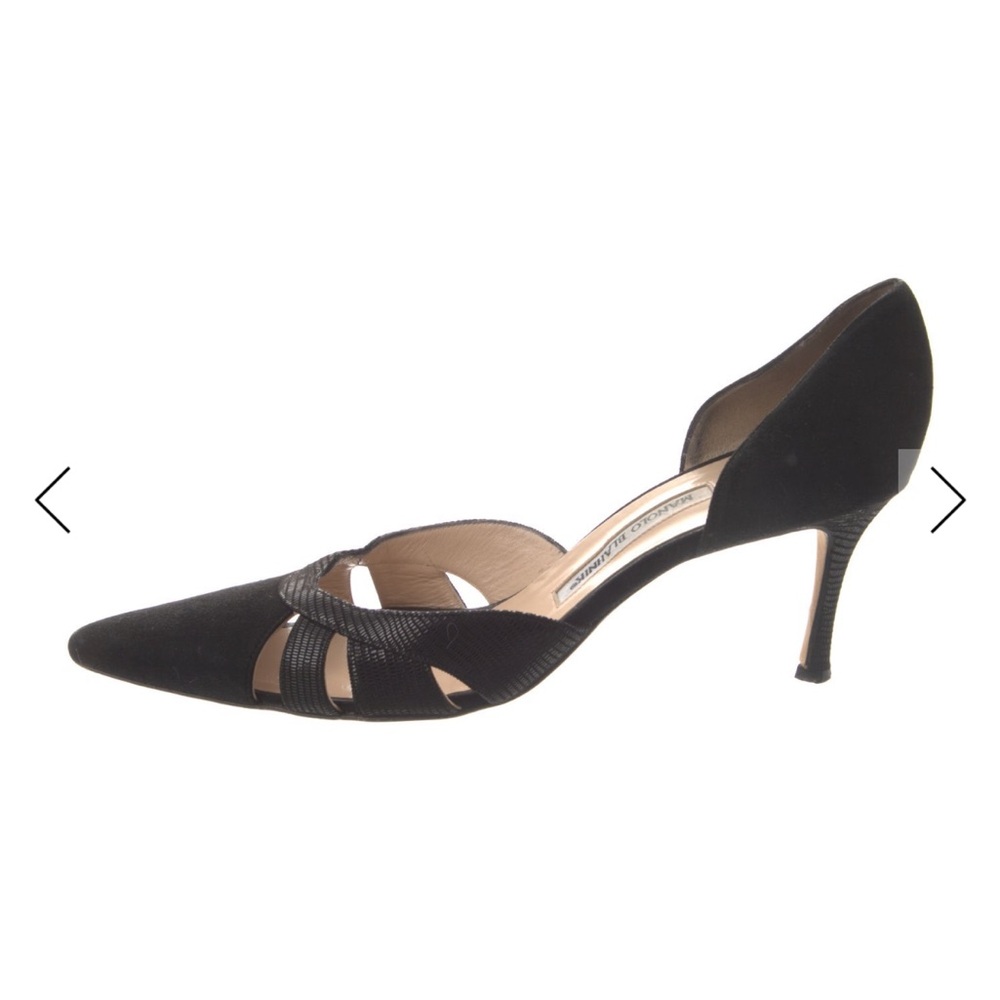 Manolo Blahnik Black D'Orsay Pointed Toe Pumps